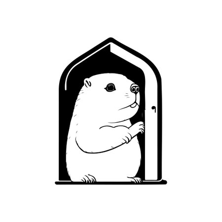Groundhog windows Icon hand draw black colour groundhog day logo vector element and symbolのイラスト素材
