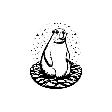 Groundhog land Icon hand draw black colour groundhog day logo vector element and symbolのイラスト素材