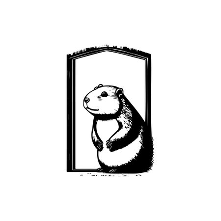 Groundhog windows Icon hand draw black colour groundhog day logo vector element and symbolのイラスト素材
