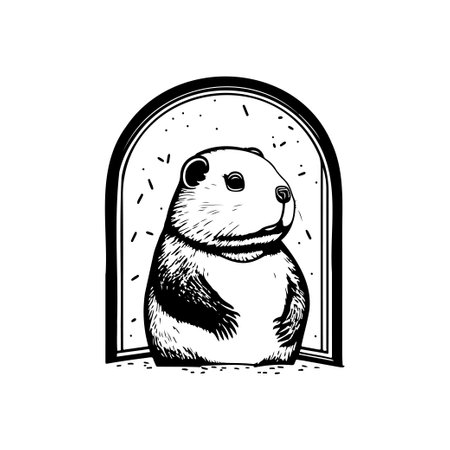 Groundhog windows Icon hand draw black colour groundhog day logo vector element and symbolのイラスト素材