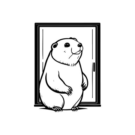 Groundhog windows Icon hand draw black colour groundhog day logo vector element and symbolのイラスト素材