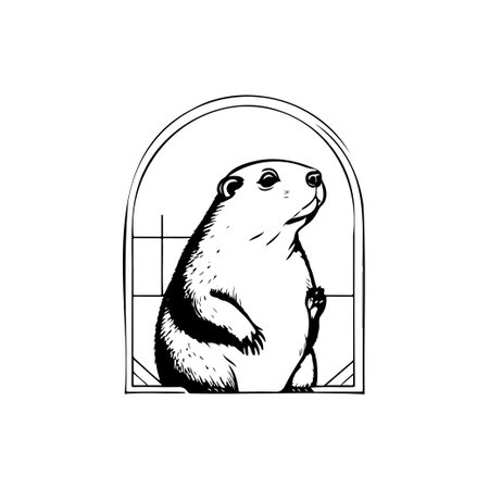 Groundhog windows Icon hand draw black colour groundhog day logo vector element and symbolのイラスト素材
