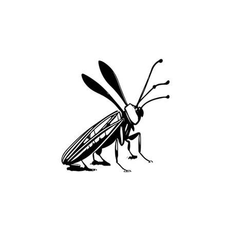 Grasshopper Icon hand draw black colour flying animals logo vector element and symbolのイラスト素材