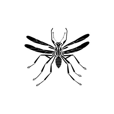 Mosquito Icon hand draw black colour flying animals logo vector element and symbolのイラスト素材