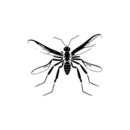 Mosquito Icon hand draw black colour flying animals logo vector element and symbolのイラスト素材