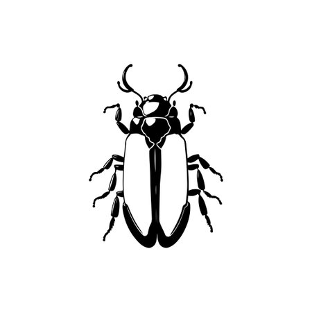 Beetle Icon hand draw black colour flying animals logo vector element and symbolのイラスト素材