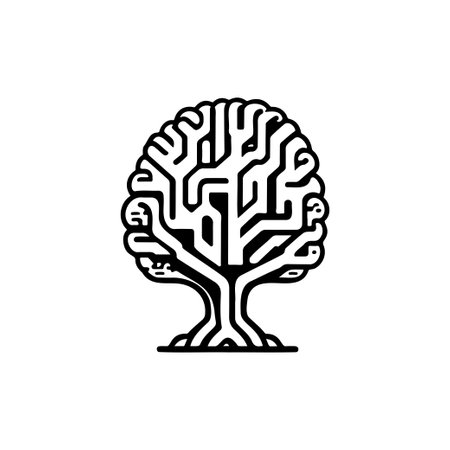 Brain Icon hand draw black colour artificial intelligence logo vector element and symbolのイラスト素材