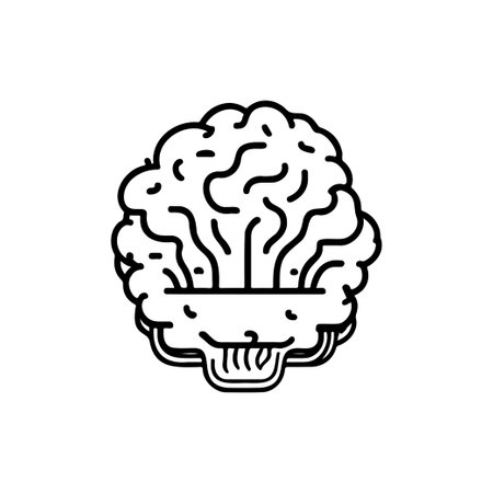 Brain Icon hand draw black colour artificial intelligence logo vector element and symbolのイラスト素材
