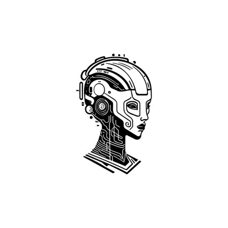 Head Icon hand draw black colour artificial intelligence logo vector element and symbolのイラスト素材