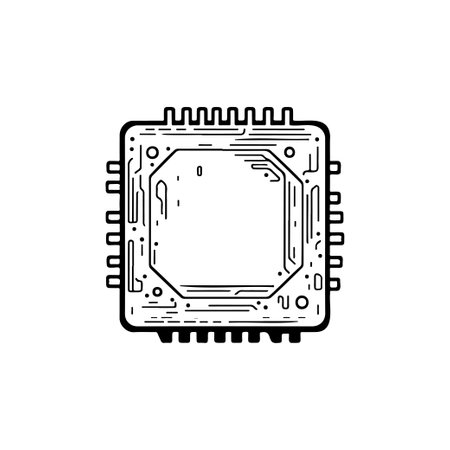 Processor chip Icon hand draw black colour artificial intelligence logo symbol perfect.のイラスト素材