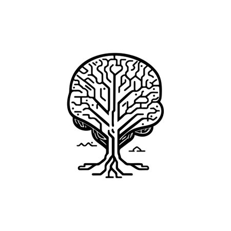 Brain Icon hand draw black colour artificial intelligence logo vector element and symbolのイラスト素材