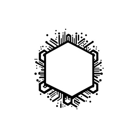 Processor chip Icon hand draw black colour artificial intelligence logo symbol perfect.のイラスト素材