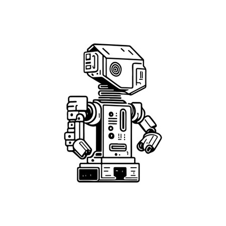 Robotic Icon hand draw black colour artificial intelligence logo symbol perfect.のイラスト素材