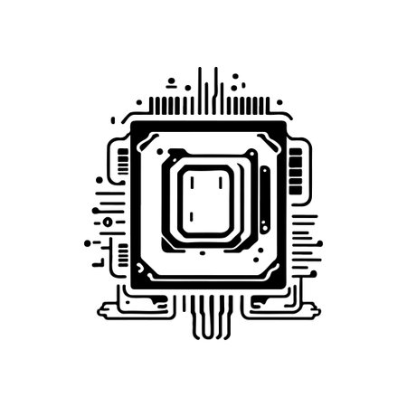 Processor chip Icon hand draw black colour artificial intelligence logo symbol perfect.のイラスト素材