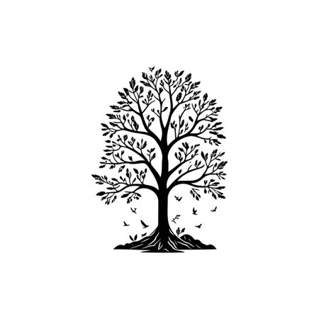 Tree Icon hand draw black colour thanksgiving day logo vector element and symbolのイラスト素材