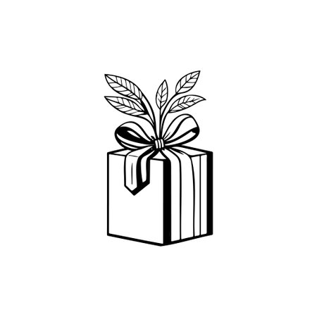 Gift box Icon hand draw black colour thanksgiving day logo vector element and symbolのイラスト素材