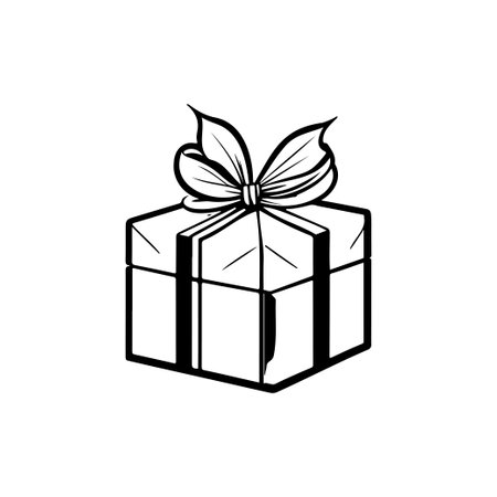 Gift box Icon hand draw black colour thanksgiving day logo vector element and symbolのイラスト素材