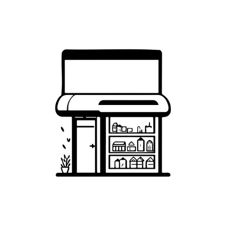 Store Icon hand draw black colour cyber Monday logo vector element and symbolのイラスト素材