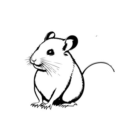 Mouse Icon hand draw black colour lunar animal logo vector element and symbolのイラスト素材