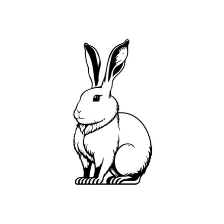 Rabbit Icon hand draw black colour lunar animal logo vector element and symbolのイラスト素材