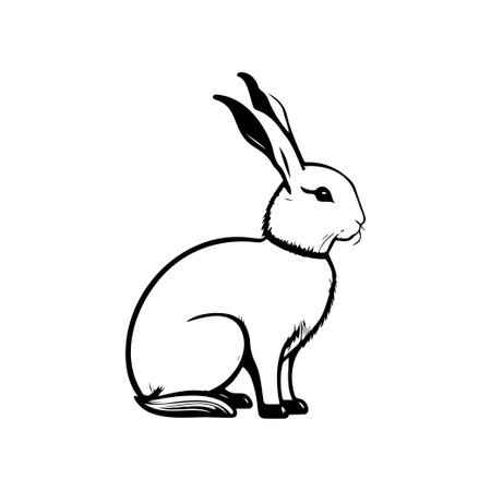 Rabbit Icon hand draw black colour lunar animal logo vector element and symbolのイラスト素材