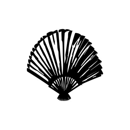 Fan Icon hand draw black colour lunar new year logo vector element and symbolのイラスト素材
