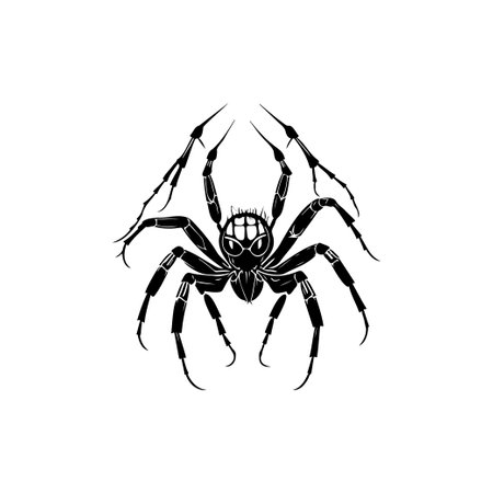 Spider Icon hand draw black colour Halloween scary logo vector element and symbolのイラスト素材