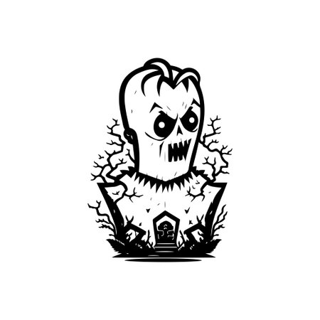 Frankenstein Icon hand draw black colour Halloween scary logo vector element and symbolのイラスト素材