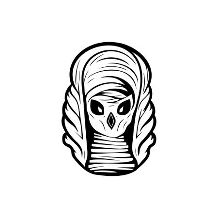 Mummy Icon hand draw black colour Halloween scary logo vector element and symbolのイラスト素材