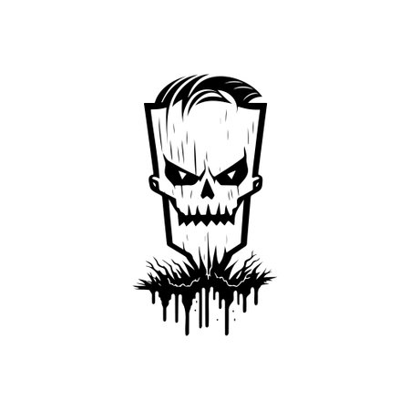 Frankenstein Icon hand draw black colour Halloween scary logo vector element and symbolのイラスト素材