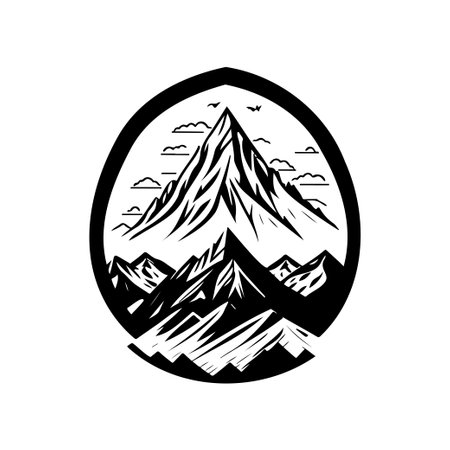 Mountain Icon hand draw black colour nature logo vector element and symbolのイラスト素材