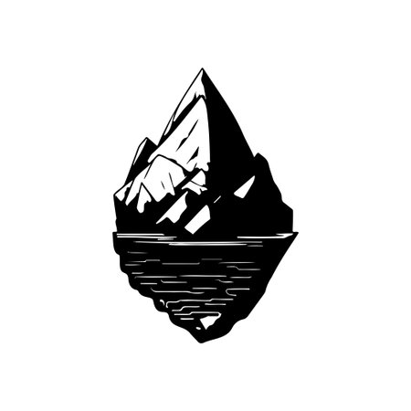 Iceberg Icon hand draw black colour nature logo vector element and symbolのイラスト素材