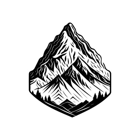 Mountain Icon hand draw black colour nature logo vector element and symbolのイラスト素材