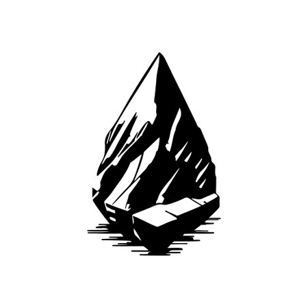 Iceberg Icon hand draw black colour nature logo vector element and symbolのイラスト素材