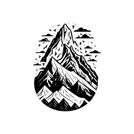 Mountain nature Icon hand draw black colour nature logo vector element and symbolのイラスト素材