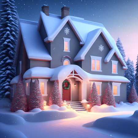 House covered in snow in winter picture wallpaperの素材