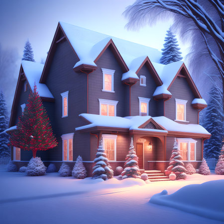 House covered in snow in winter picture wallpaperの素材