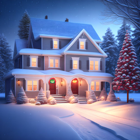 House covered in snow in winter picture wallpaperの素材