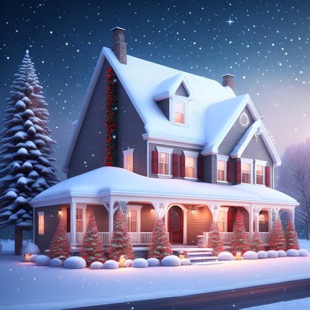 House covered in snow in winter picture wallpaperの素材