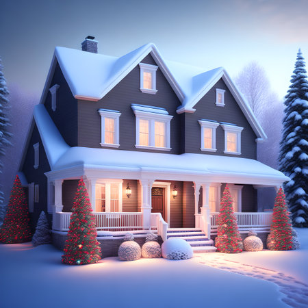 House covered in snow in winter picture wallpaperの素材