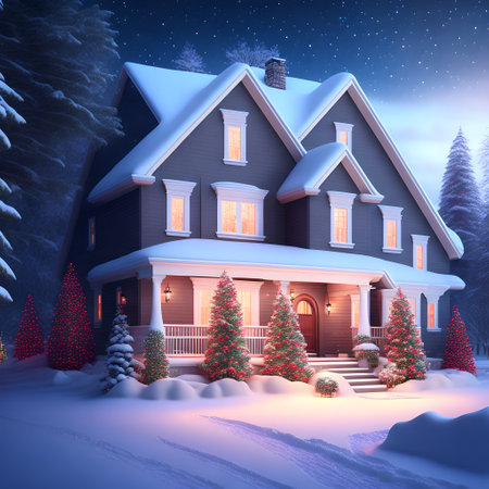 House covered in snow in winter picture wallpaperの素材