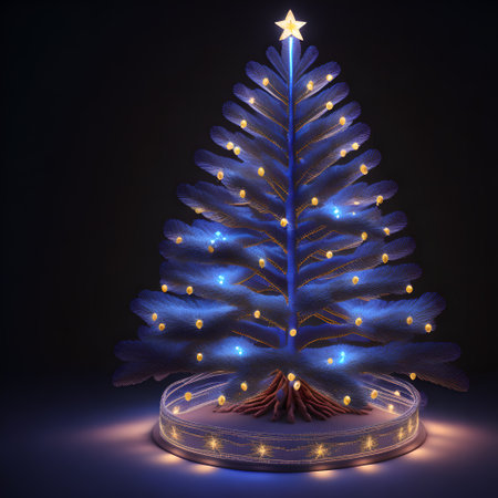 Christmas tree in the middle of the darkness shining wallpaper pictureの素材