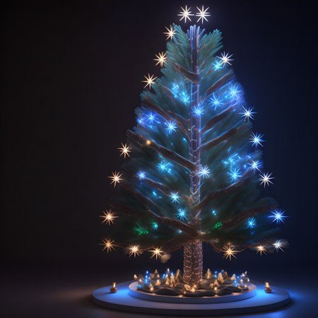 Christmas tree in the middle of the darkness shining wallpaper pictureの素材