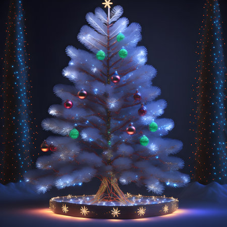 Christmas tree in the middle of the darkness shining wallpaper pictureの素材