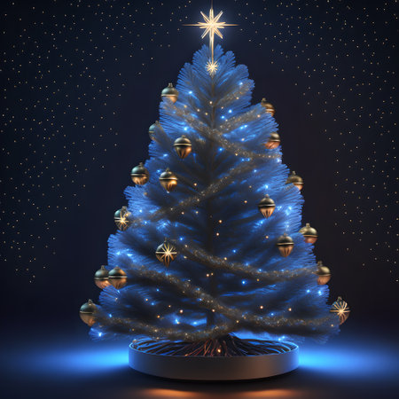 Christmas tree in the middle of the darkness shining wallpaper pictureの素材