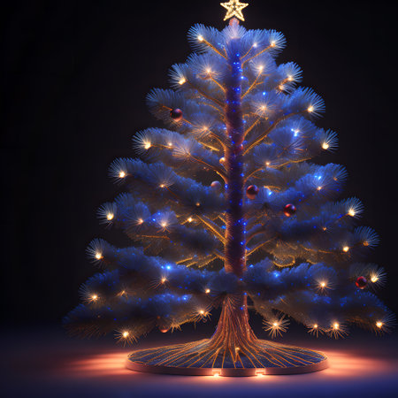 Christmas tree in the middle of the darkness shining wallpaper pictureの素材