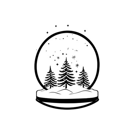 Snowglobe Icon hand draw black colour winter decoration logo vector element and symbolのイラスト素材