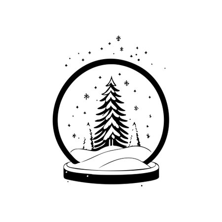 Snowglobe Icon hand draw black colour winter decoration logo vector element and symbolのイラスト素材