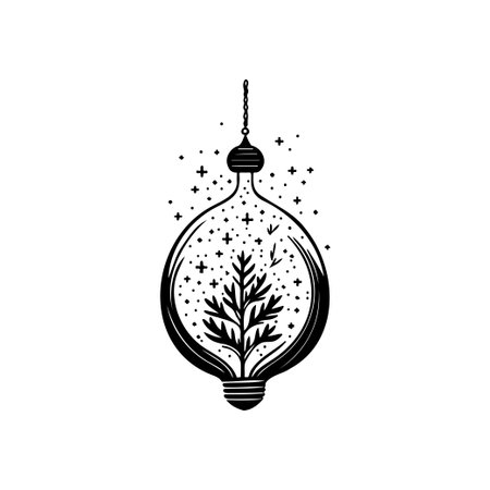 Light bulb Icon hand draw black colour winter decoration logo vector element and symbolのイラスト素材