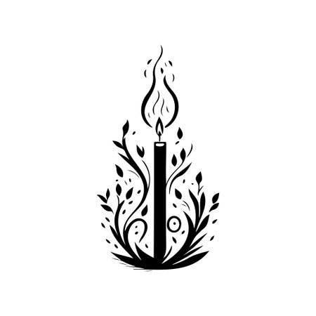 Candle Icon hand draw black colour winter decoration logo vector element and symbolのイラスト素材